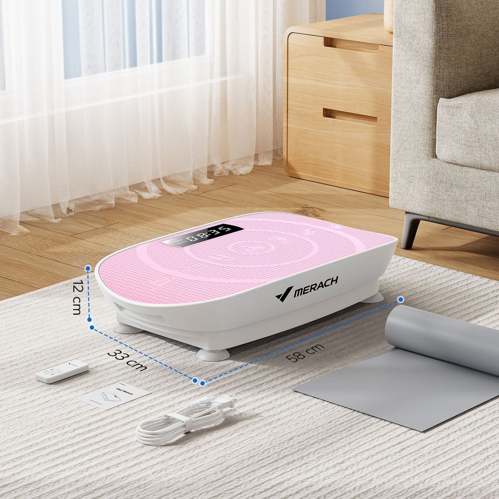 MERACH Mini Vibration Plate Exercise Machine Pink w/ Bands Remote Not Working