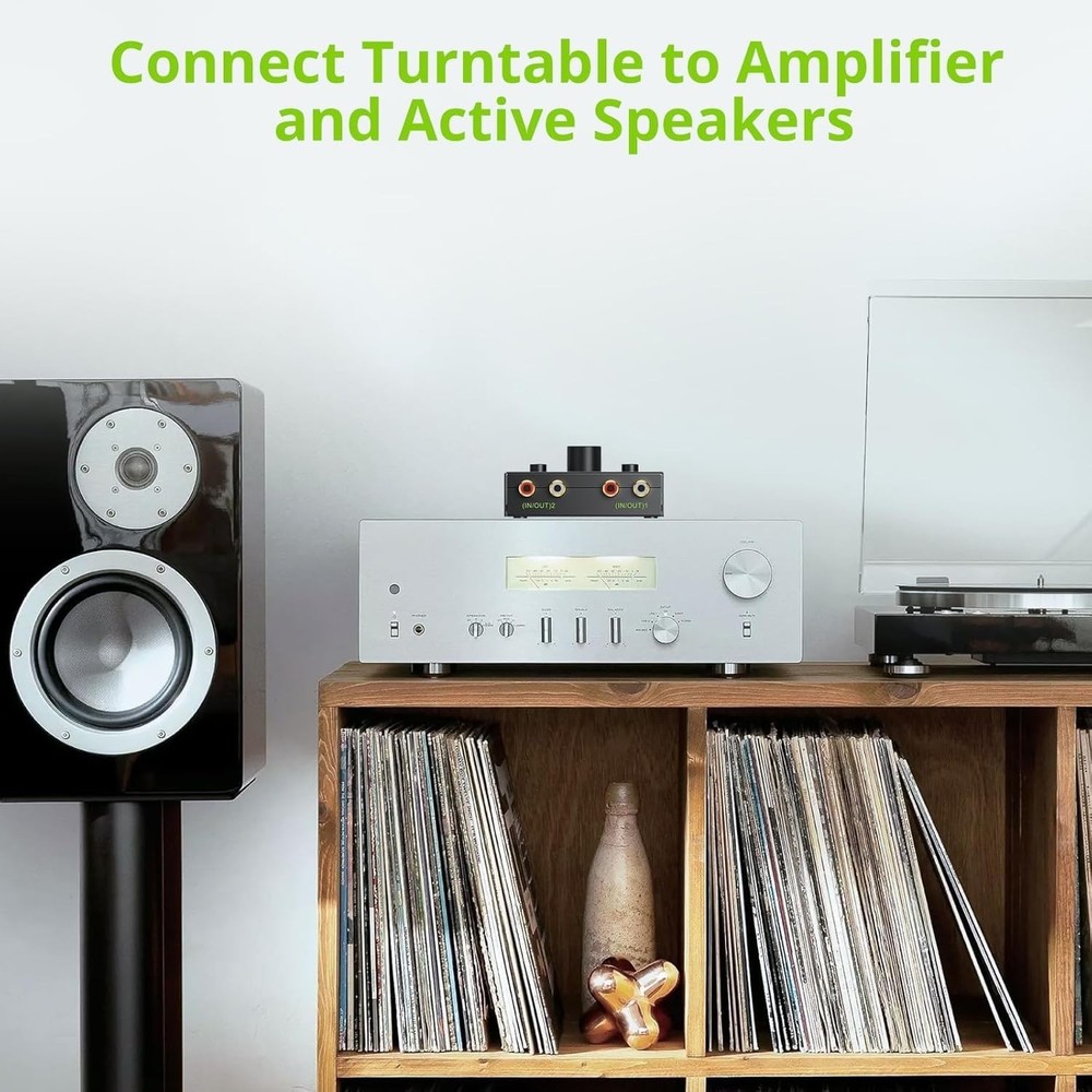 High-Quality RCA Stereo Switch with Built-In Volume Control & Simple Setup