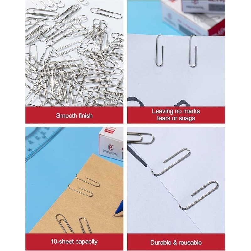 2000 Pcs No1 Smooth Paper Clips Durable Reusable Office DIY Document Clip New