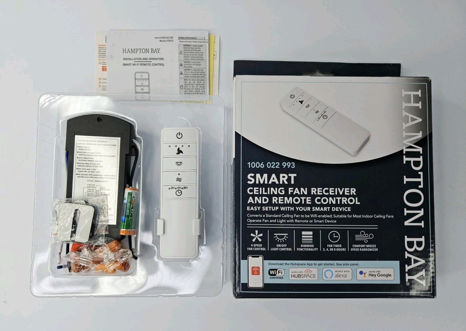 Hampton Bay Smart Ceiling Fan Remote & Receiver 1006 022 993