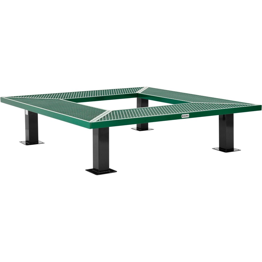 6' Square Outdoor Tree Bench Expanded Metal Green