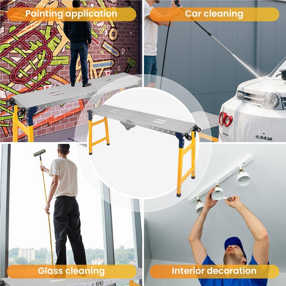 1100LBS Portable Folding Welding Table 65"x12" Adjustable Height Work Platform