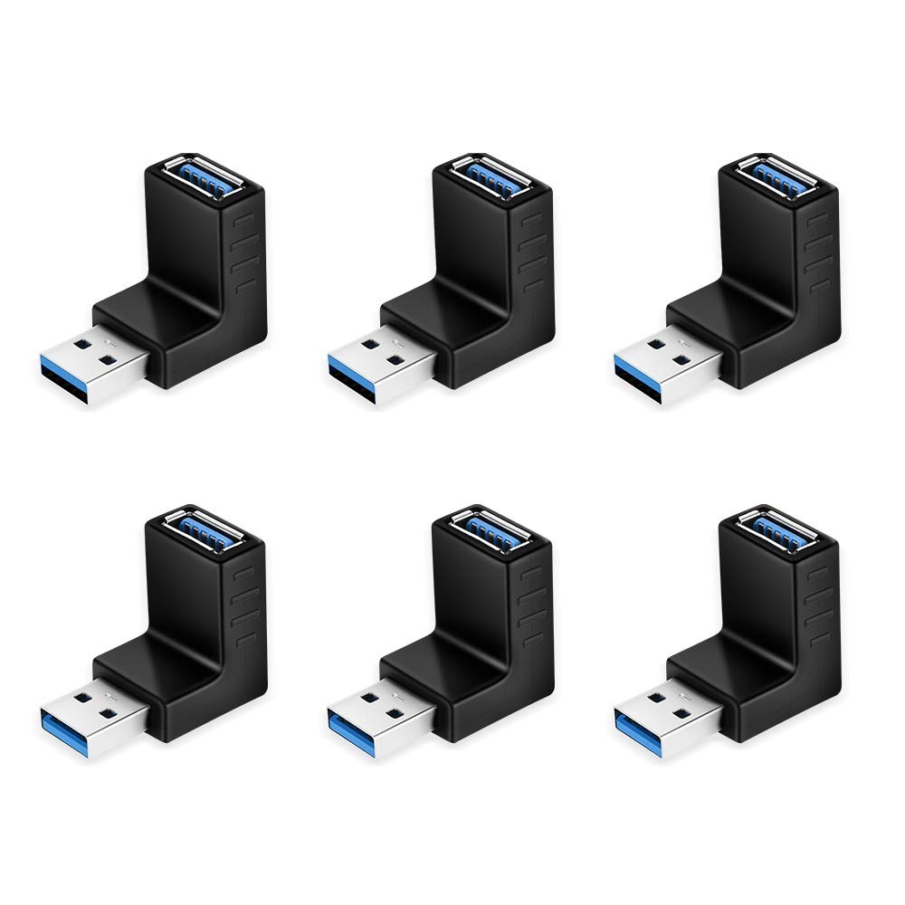 ELUTENG 90 Degree USB 3.0 Adapter 6 Pack - Right Angle Type A, 6