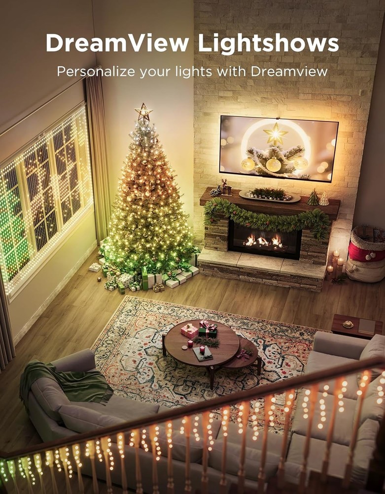 Govee Christmas Sparkle String Lights 99ft, RGBWIC String Lights