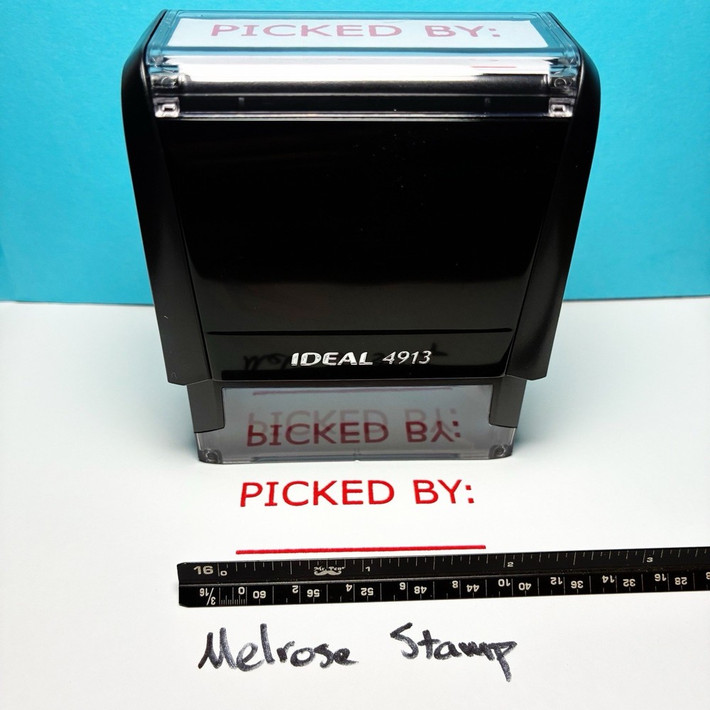 Picked By Rubber Stamp Self Inking Red Ink Ideal 4913