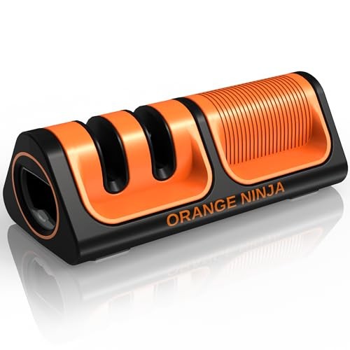 Orange Ninja Mini Knife Sharpener - Coarse & Fine Blade Sharpener, Sharpening