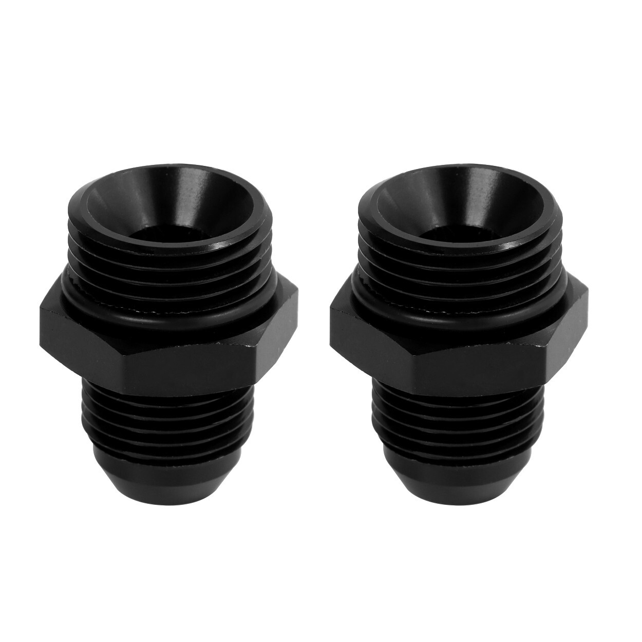 LokoCar Flare ORB 8AN to 6AN Male Fuel Rail Adapter Fitting Black 2PCS