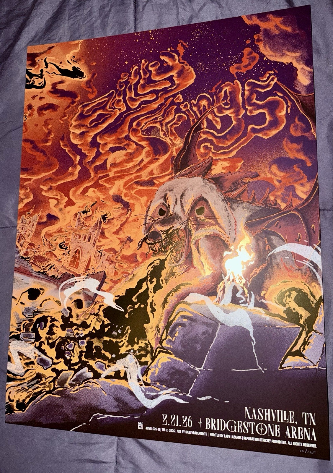 Billy Strings Nashville Foil Poster Bridgestone Arena 2/21/2026 Bailey Race