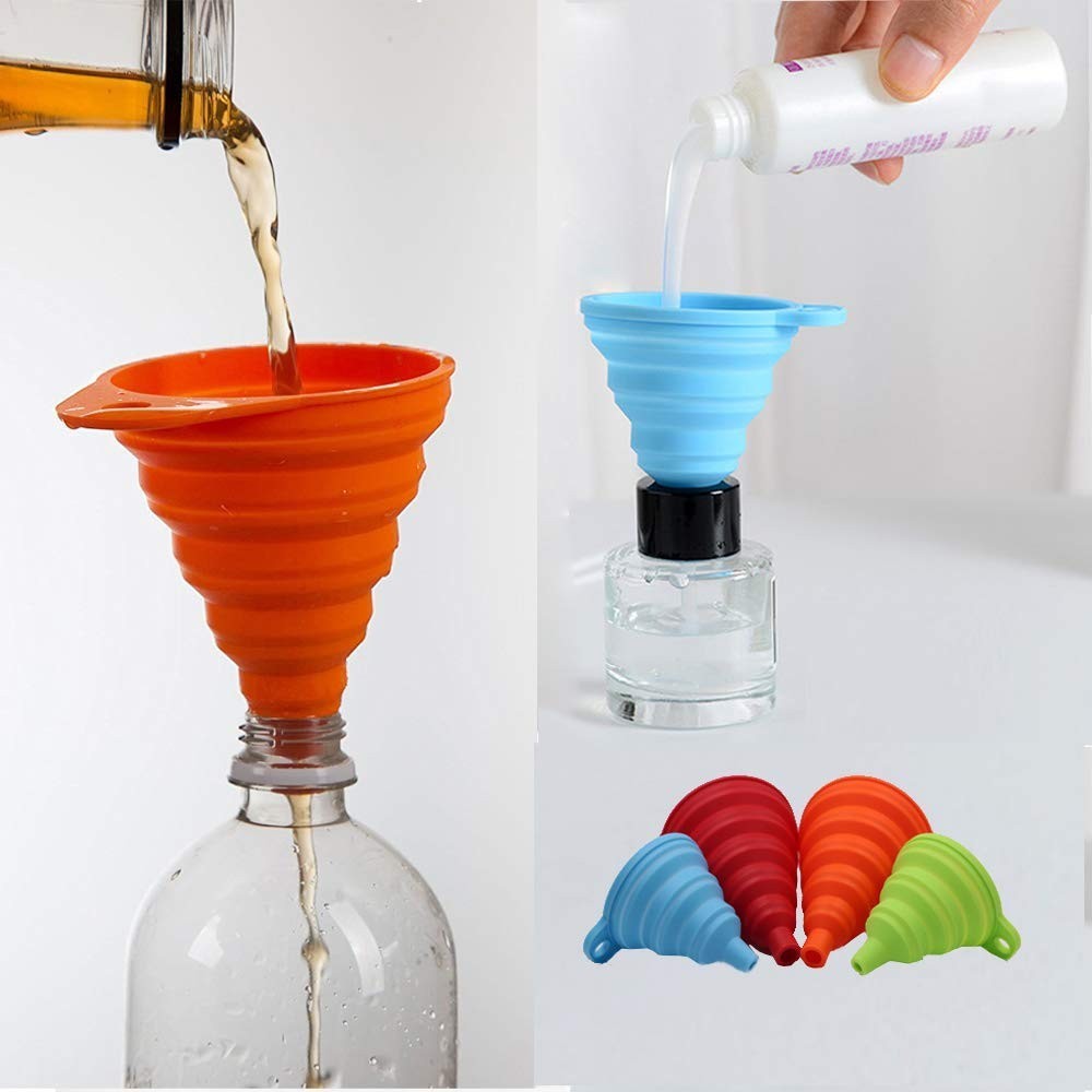 Kitchen Funnel Set 4 Pack, Small and Large-Kitchen Gadgets Accessories Foldable.