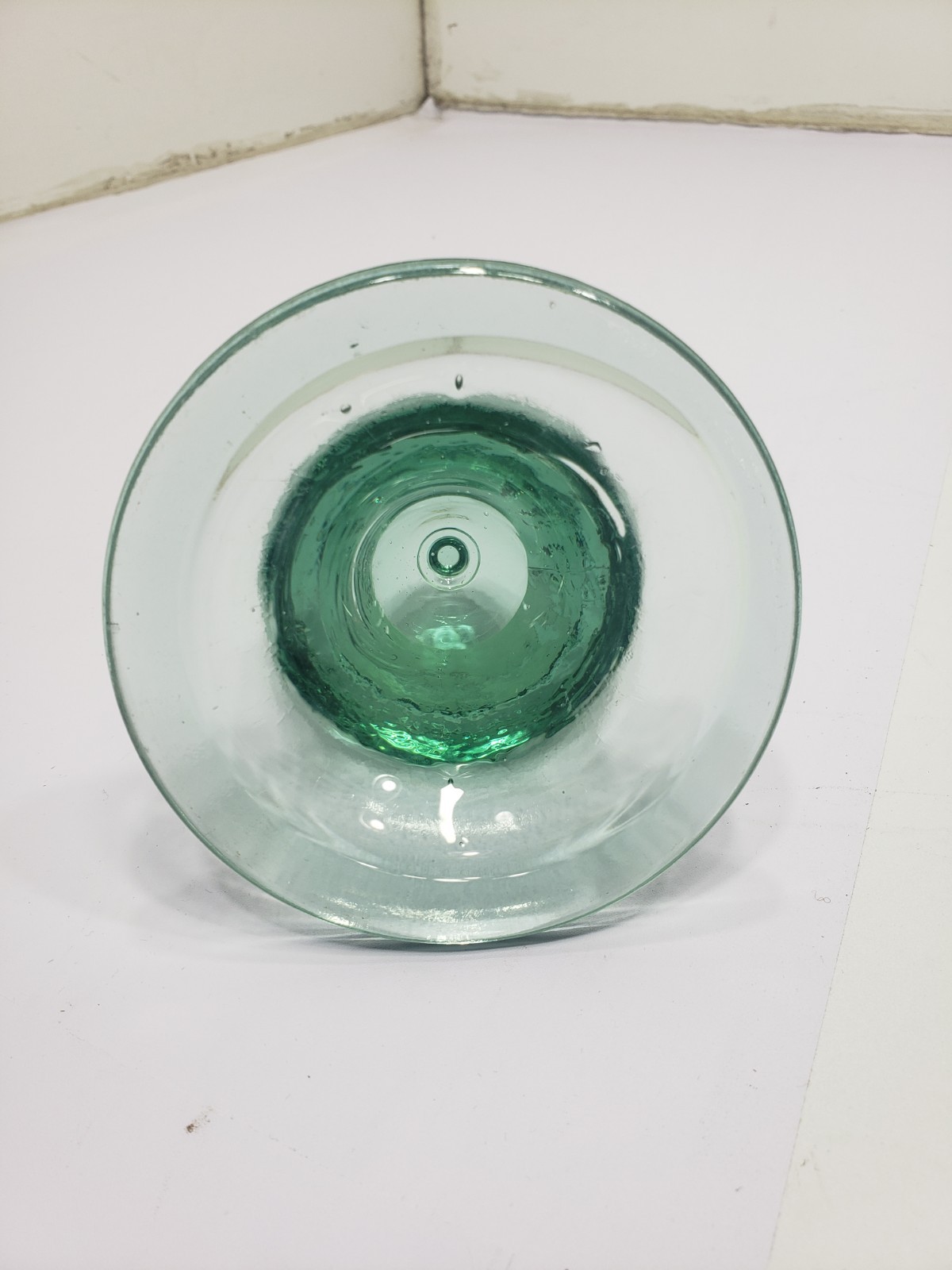 Vintage Small Cobalt Green Glass Garden Cloche French Bell 4 x 4
