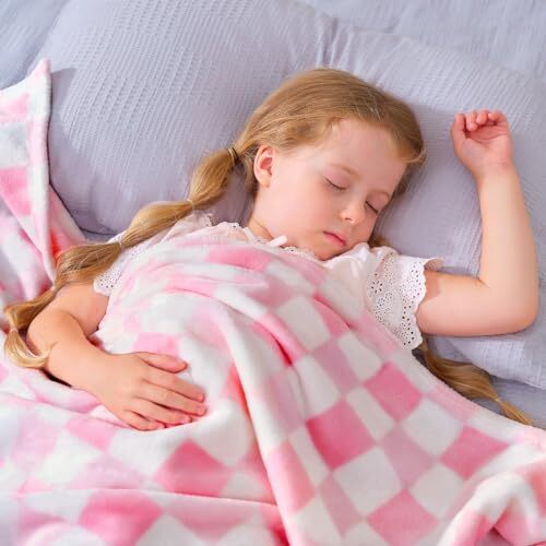 Fleece Throw Blankets, Gradient Pink Buffalo 50“ x60” Gradient Pink Plaid