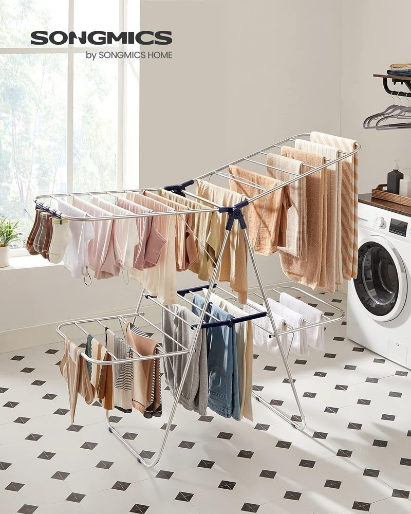 Clothes Drying Rack Foldable 2-Level Laundry Free-Standing Large Adjustable New