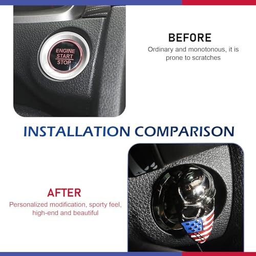 Push Start Button Cover, 3D Skull Engine Start Stop Button Cover with US Flag