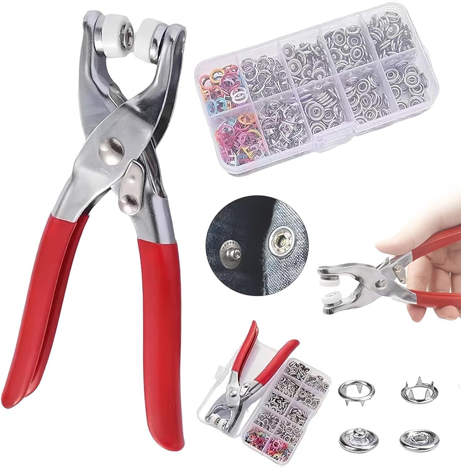 Sewing Kit with Metal Buttons,Included 100pcs Snap Button Kit with Fastener Tool