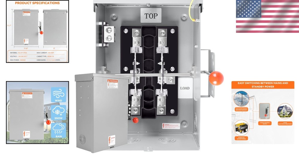 Durable 200A Double-Throw Switch | 48000W Rigorously Tested Power Solution