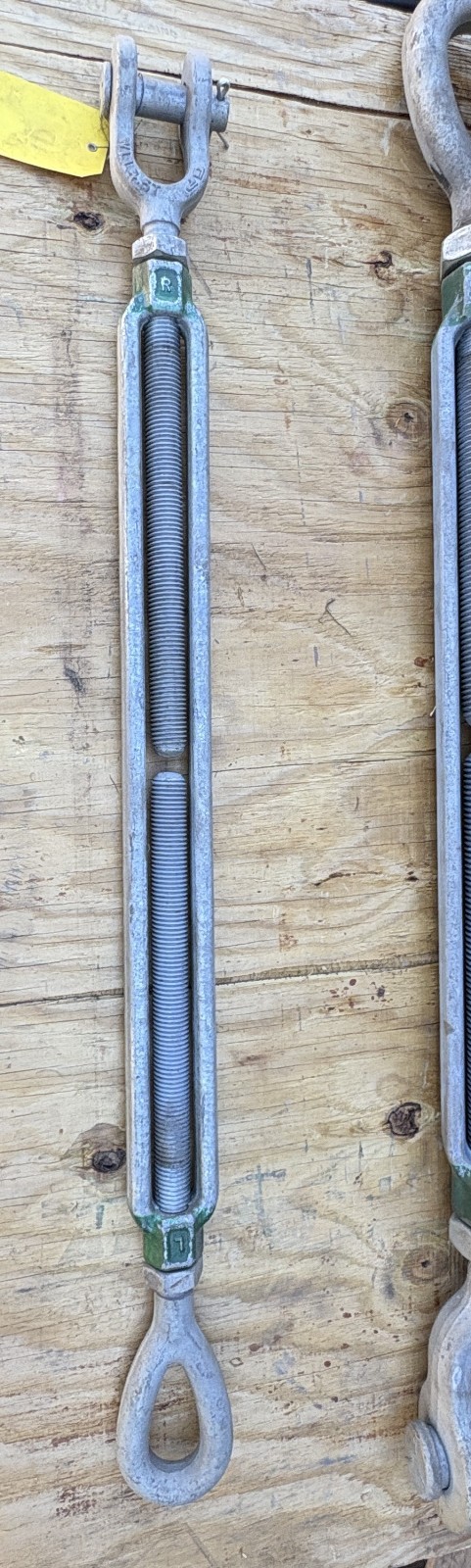 Green Pin Turnbuckle 1” x 24” Turnbuckle, eye-jaw end-fitting, 4.5 Ton load