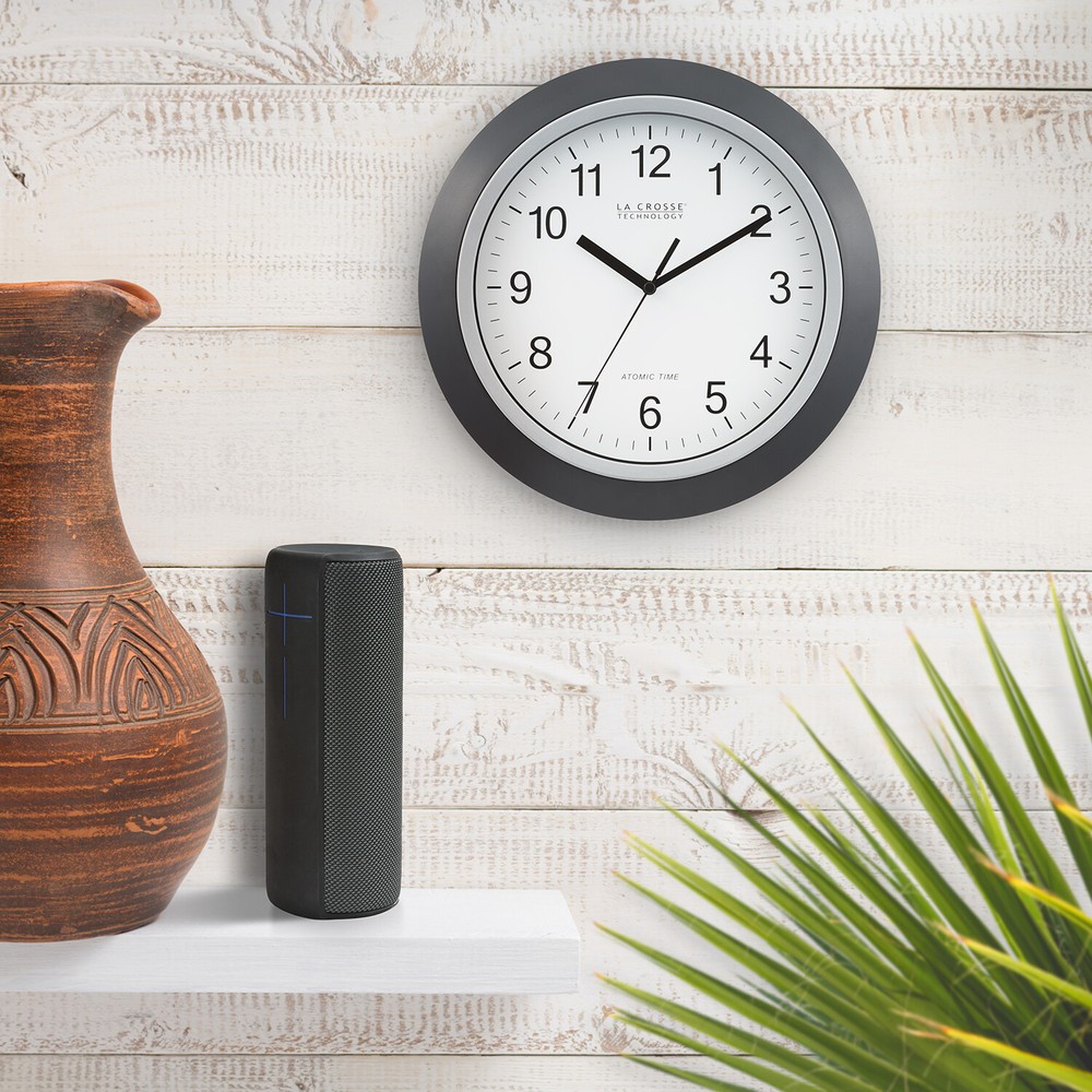 WT-3129B La Crosse Technology 12" Atomic Analog Wall Clock - Black Open Box
