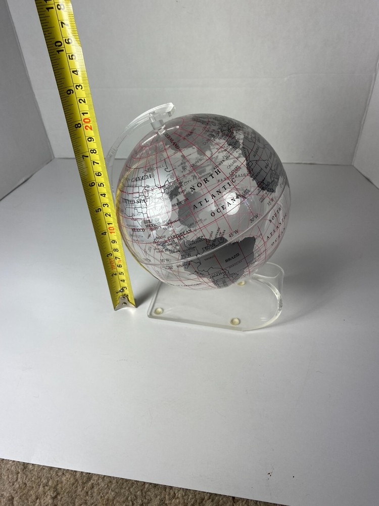 2002 Spherical Concepts 8" Clear World Globe Acrylic Stand Desk Globe