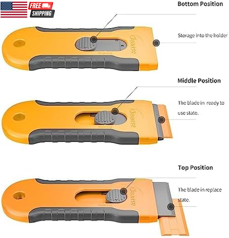 100Pcs Blade Plastic Razor Blade Scraper with Retractable Blade: without Damagin