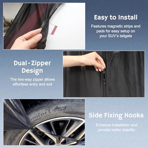 Tailgate Mesh Screen Magnetic Car Net for SUV Camping, UV & Bug 74.8"x65"