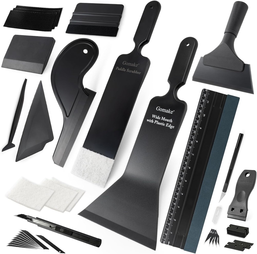 Gomake Window Tint Kit Vinyl Wrap Tool Car Windshield Back Black
