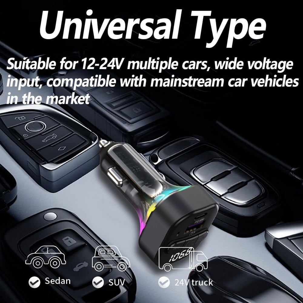 Wireless Bluetooth Car Adapter with Fast Charging & LED Display for Music Lovers