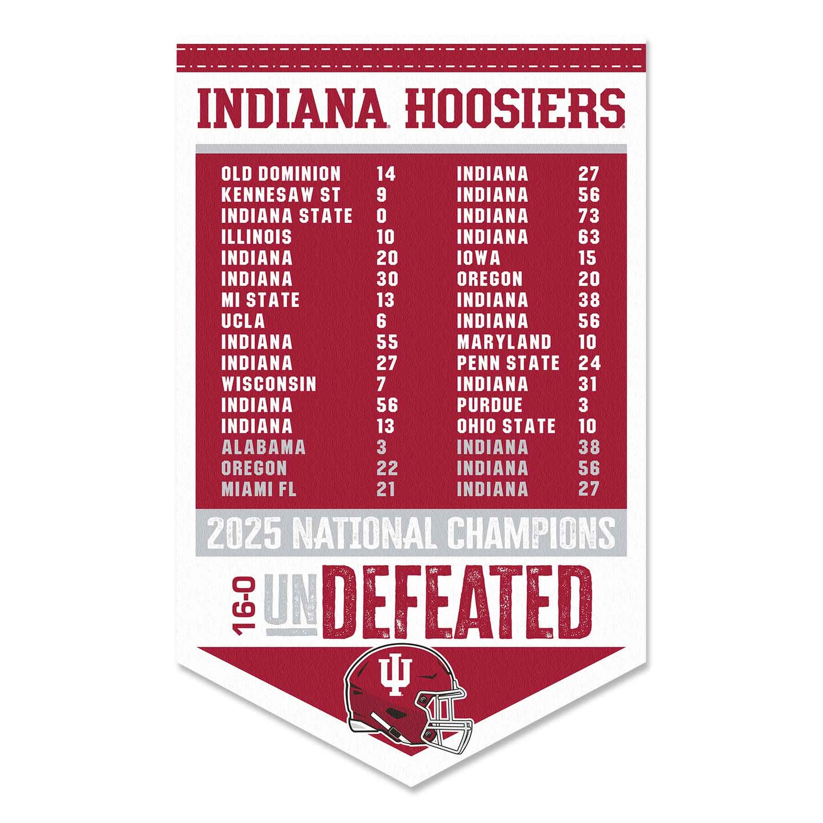 Indiana Hoosiers 2025 Undefeated Season and National Champions Banner Flag