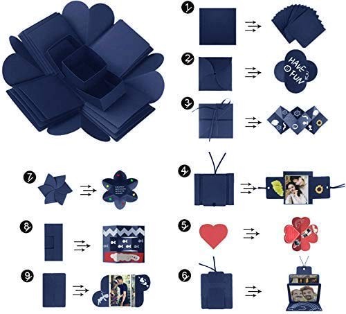DIY Explosion Gift Box Set - Creative Love Memory Scrapbook & large, Blue