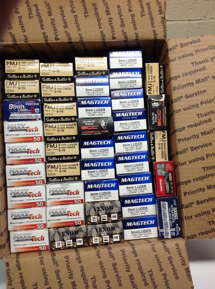 9mm empty ammo boxes with trays, small format