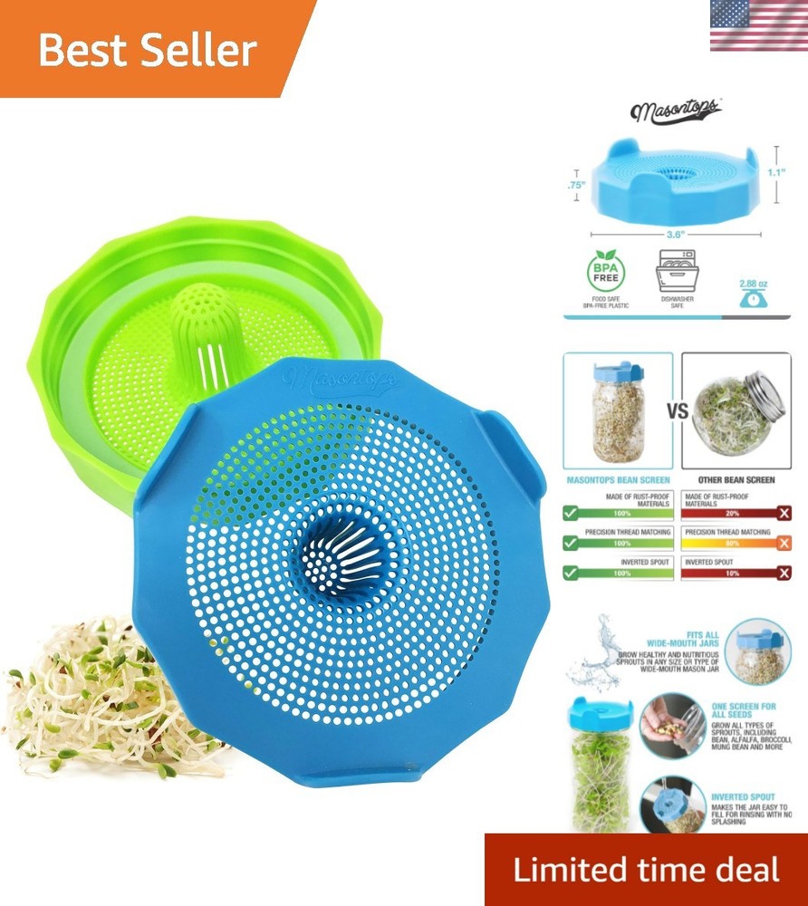 Bean Screen Plastic Mason Jar Sprouting Lids Mason Jar Sprouting Kit – For Gr...