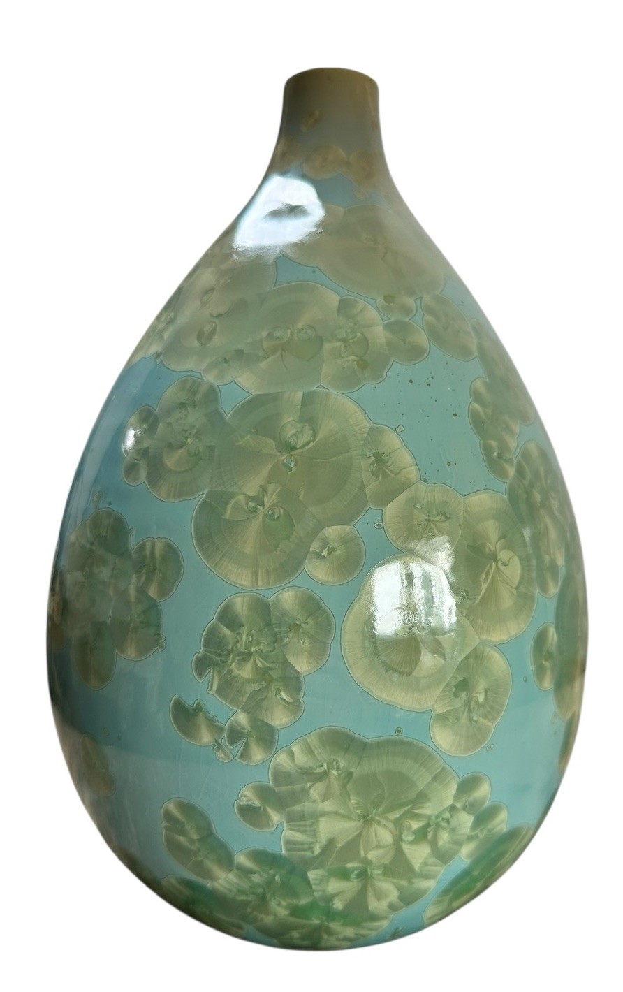 Simon Pearce Teardrop Jade Crystalline Vase Celadon Organic Studio Pottery