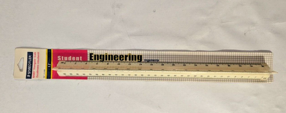 Staedtler Student Engineering Mars Triangular Scale 987 19-34BK White 12" New
