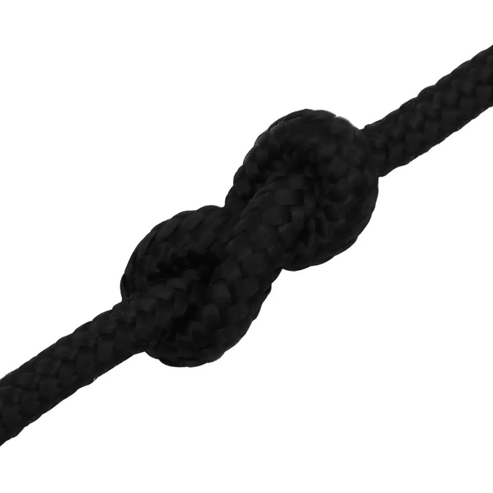 Work Rope Polyester 10mm x100m Black Braided UV Resistant 1300kg Breaking Strong