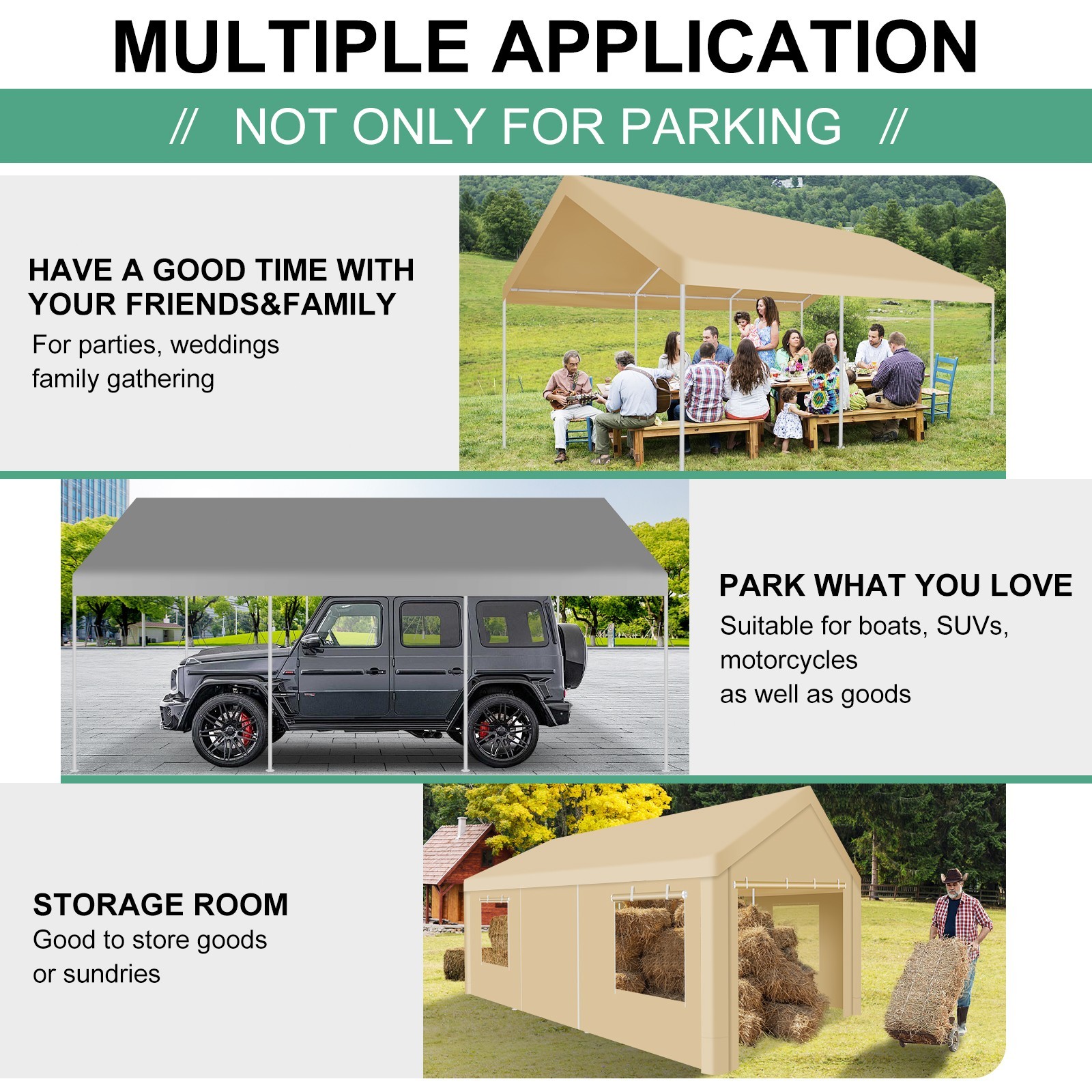 12x20 Carport Canopy Shelter Garage Heavy Duty Outdoor Tent