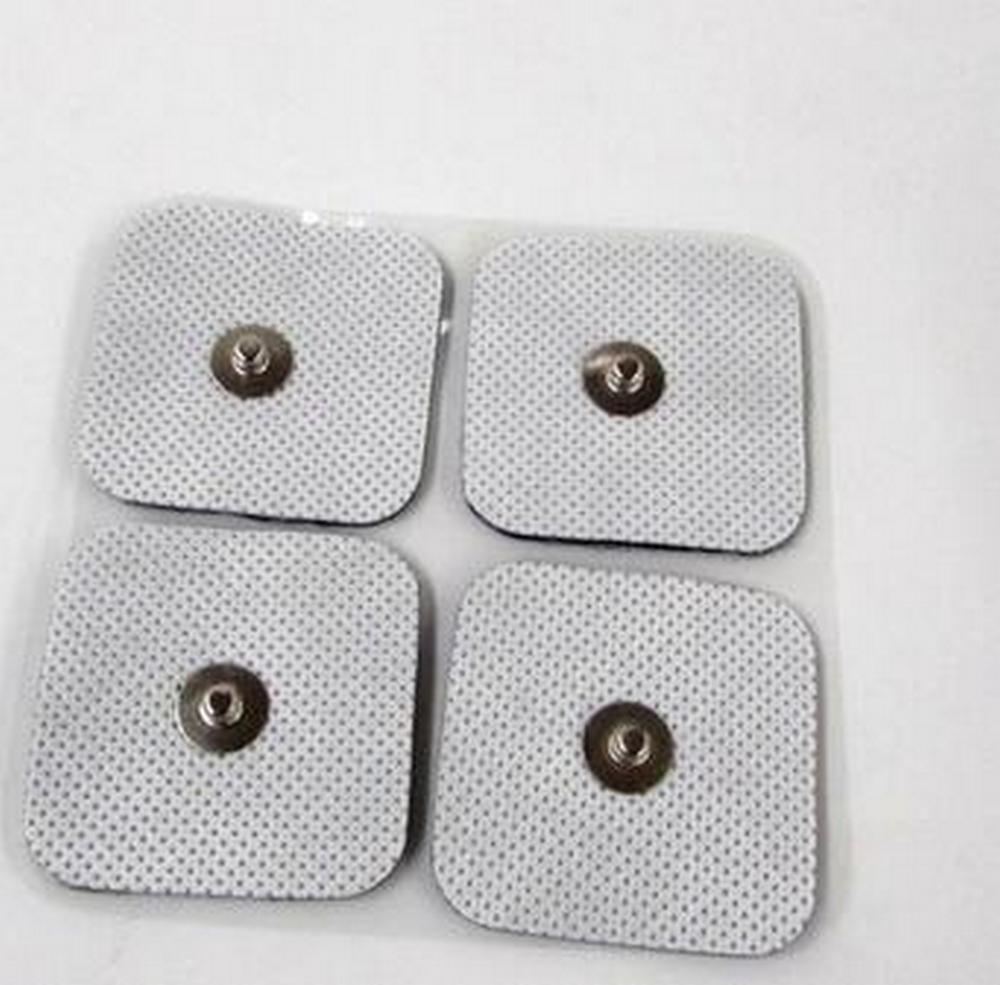 4 TENS ELECTRODE PADS 3.5mm Standard Stud 2x2" SQUARE MASSAGE PADS