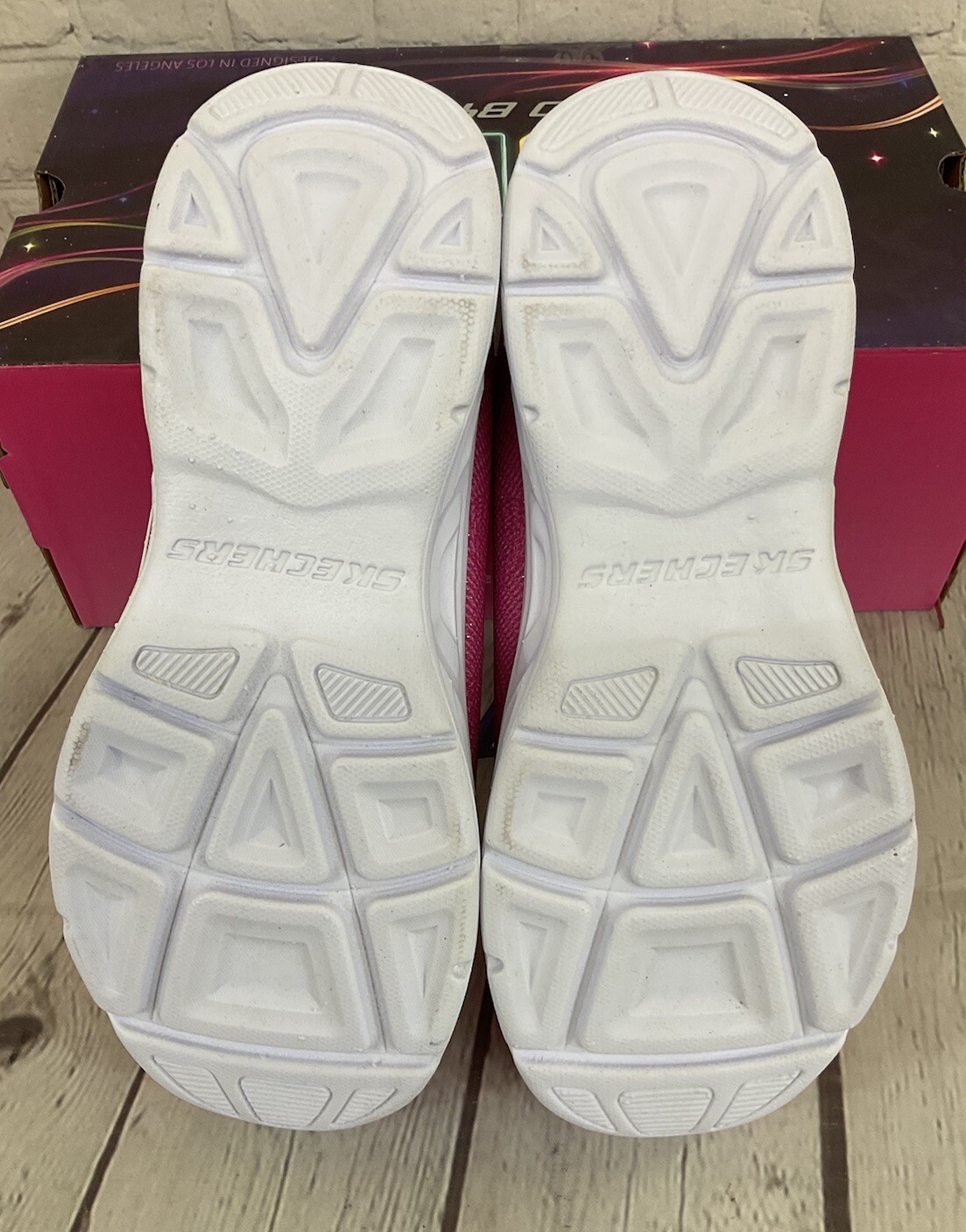 Skechers LiteBeems Shimmer Fashion Girls Hot Pink Lavender Shoes Light Up Size 5