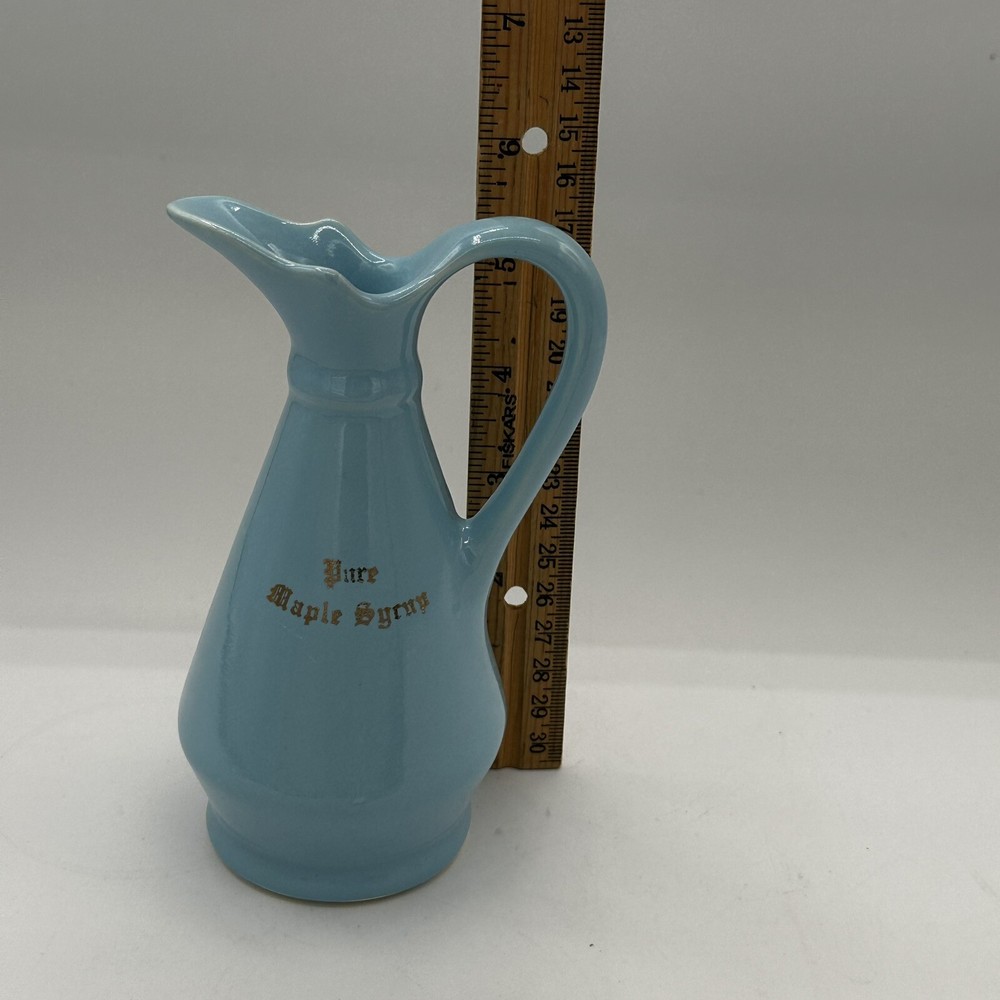 rare pottery # 474 pure maple syrup pitcher Blue