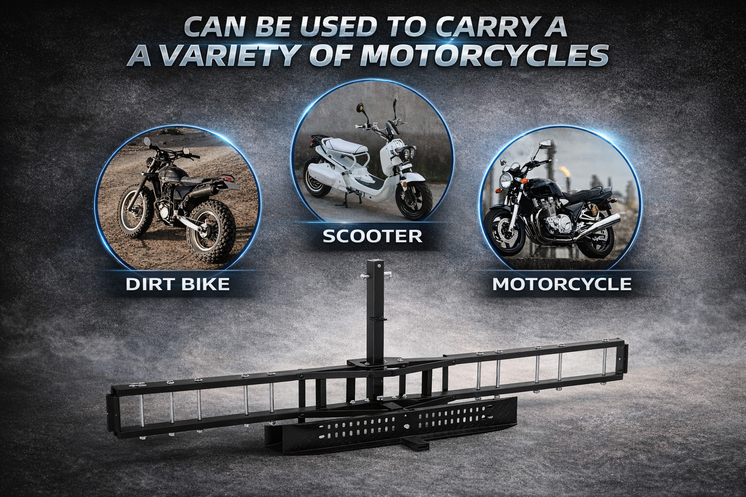 600LBS Motorcycle Carrier Rack 2" Receiver Hitch w/ Steel Ramp Anti-Tilt Lock HD