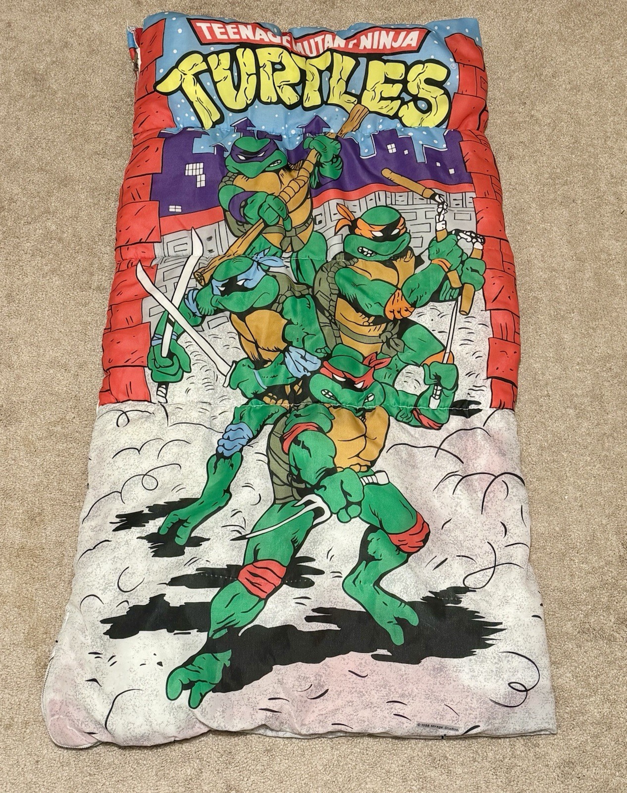 Vintage 1988 Teenage Mutant Ninja Turtles Kids Sleeping Bag