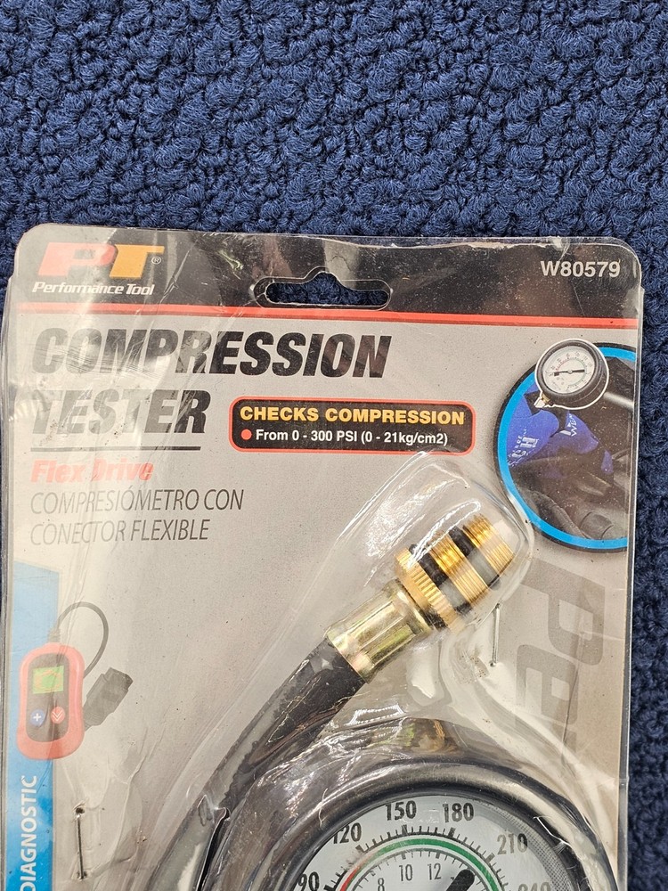 Performance Tool W80579: Flex Drive Compression Tester 0-300 PSI