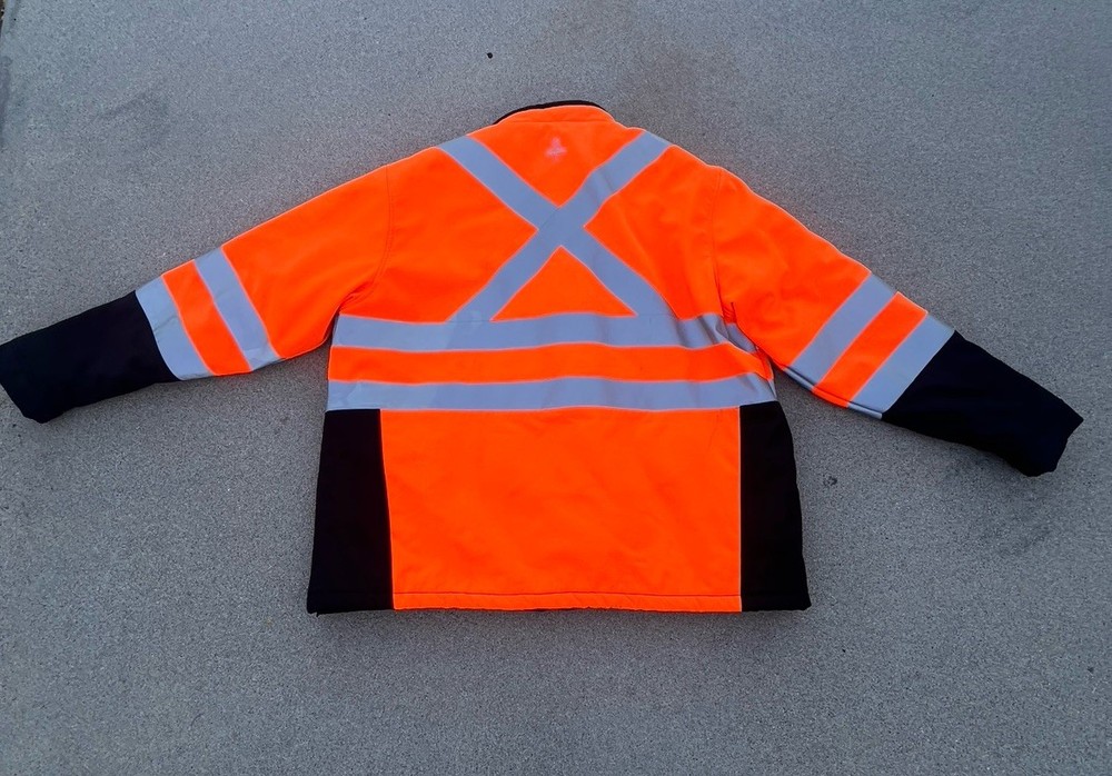RefrigiWear HiVis Insulated Softshell Jacket High-Visibility Work Coat Orange