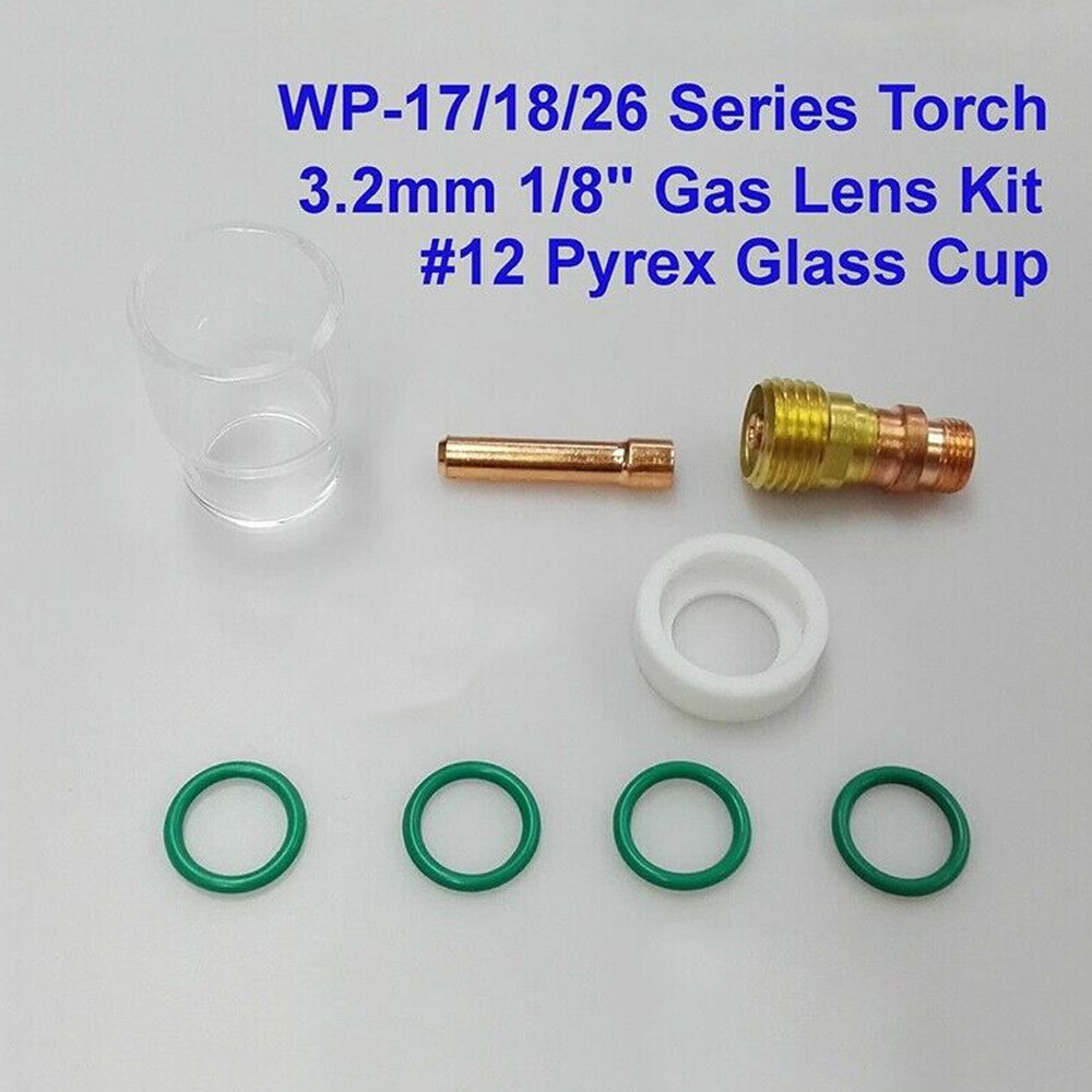 TIG Welding Torch,3/32 Gas Lens #12 Pyrex Cup 2.4mm Collet Kit for WP-17,18,26