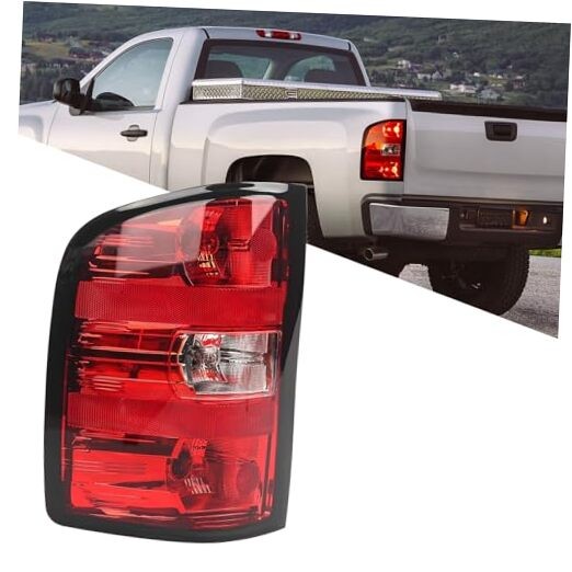 Tail light Assembly for Chevy Silverado 2007 Left (Driver Side) Black Trim