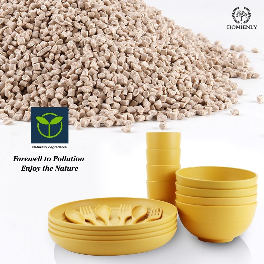 Wheat Straw Dinnerware Sets, 20pcs Unbreakable Microwave Dishwasher Safe Tablewa