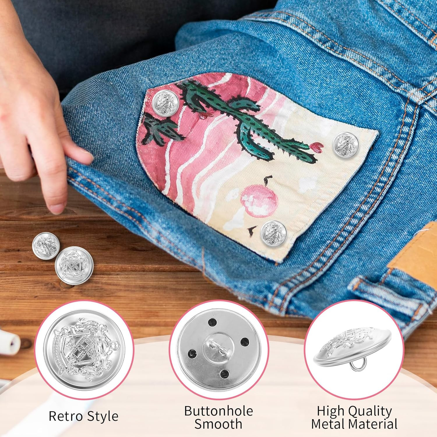 16 PCS Silver Buttons Metal Blazer Button Silver Buttons for Blazers Vintage Rou