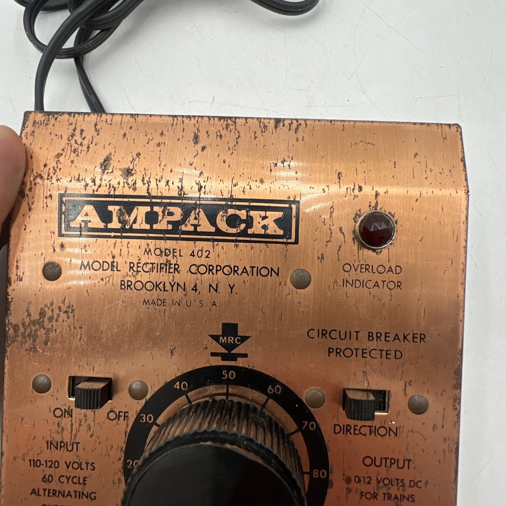 MRC MODEL RECTIFIER AMPACK HO OR NO SCALE TRANSFORMER #402 - TESTED