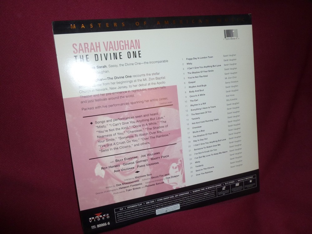 Sarah Vaughan The Divine One LASERDISC