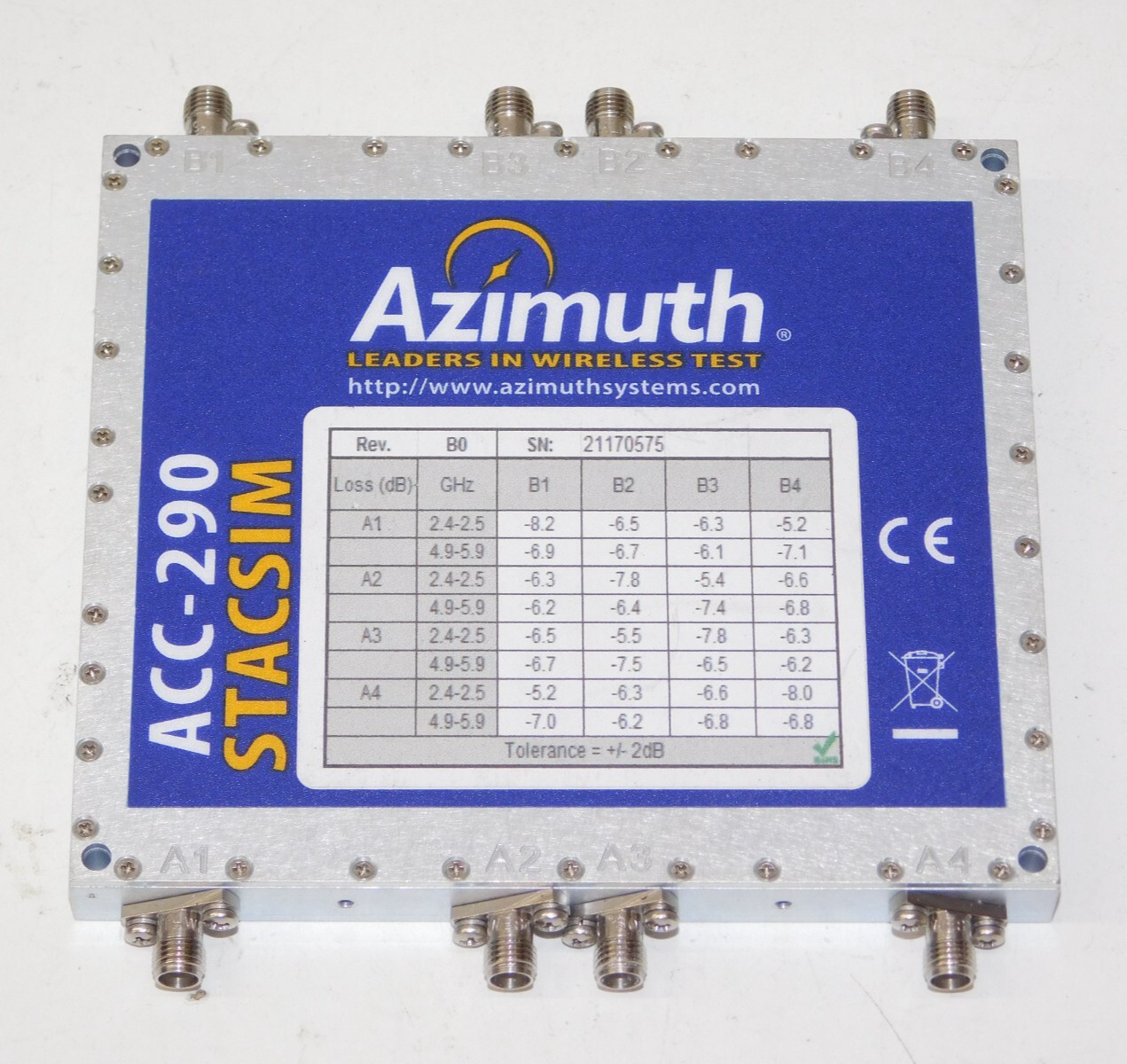 Azimuth Anritsu STACSIM ACC-290 Static Channel Simulator Unit 4x4 Matrix Module