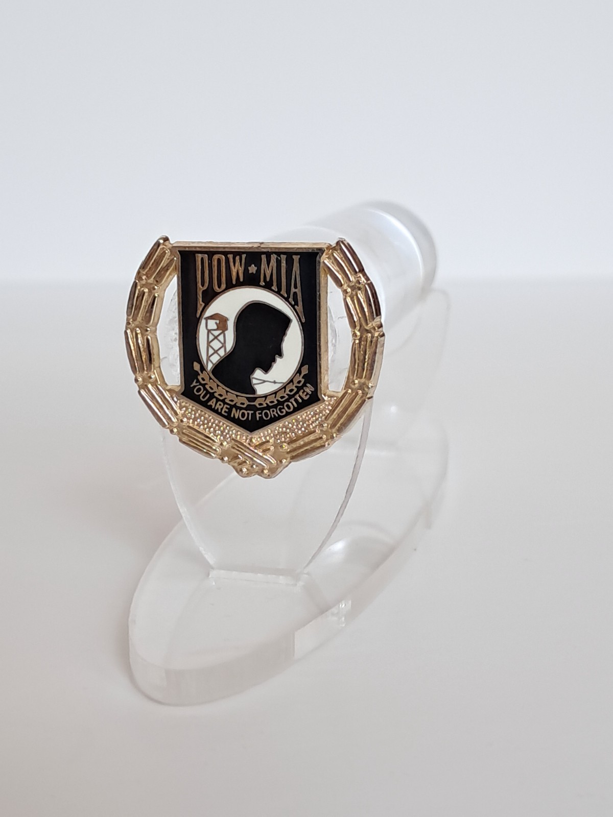 Handgun Firearm Gun Safe Shelf Display Rod - 1 & 1/8"  POW*MIA Enamel Topper