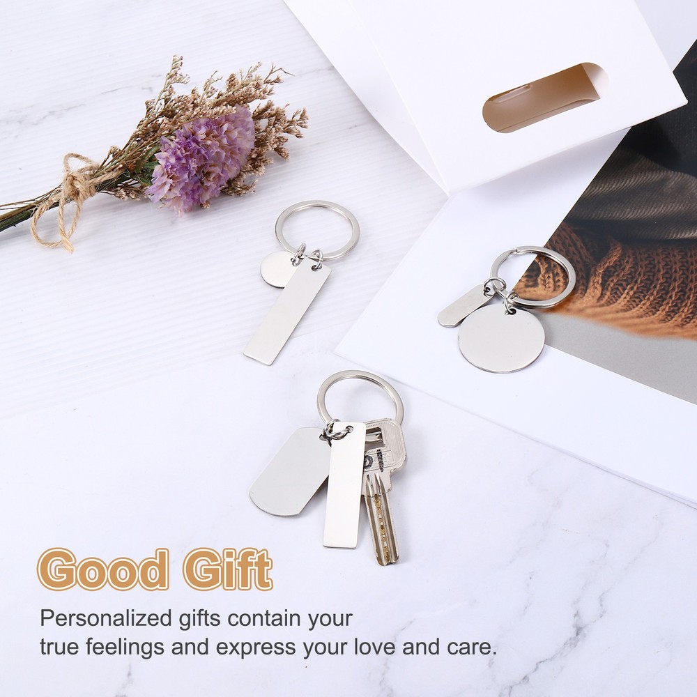 30Pcs Metal Engraving Keychain Blanks, Silver Tone(Oval/Rectangular)